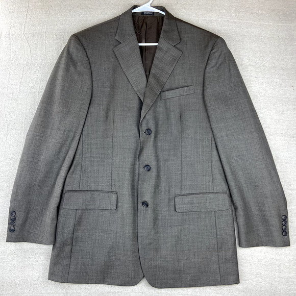 Stafford Mens Sz 42L Gray Heathered Check 100% Wool Sport Coat - Picture 1 of 13